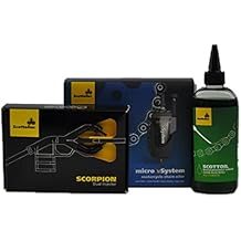Scottoiler Essentials Micro vSystem Automatic Motorcycle Chain Lubrication System & Scorpion Dual Injector - Twin Feed applicator with 8.4fl.oz Biodegradable Green Scottoil Refill Bundle