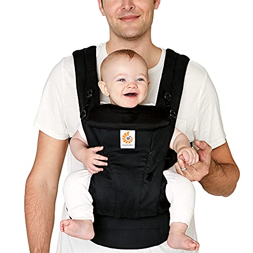 Ergobaby Omni Dream Cotton Baby Carrier Newborn to Toddler - Breathable Baby Carrier for Summer - All-Position Carriers for Newborn to Toddler with Lumbar Support 7-45 lbs - Cotton, Oynx Black
