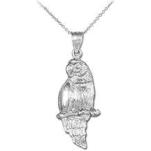 Animal Kingdom 925 Sterling Silver Amazon Parrot Charm Pendant Necklace