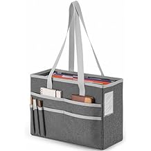 File Organizer Box, Portable Tote Bag Hanging Filing Box Desktop File Folder Document Storage Organizer with Pockets and Handles