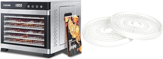 COSORI Food Dehydrator for Jerky, Large Drying Space with 6.48ft2 & Food Dehydrator Accessories, Compatible with CFD-N051-W Only, 2Pack BPA-Free Trays, CFD-TR051-WUS