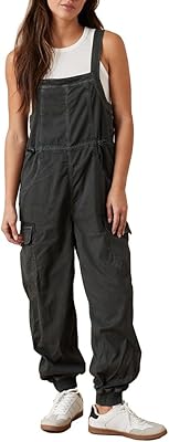 MADEPANTS Womens Loose Fit Jogger Overalls with Cargo Pockets