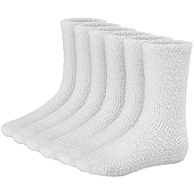 Debra Weitzner Mens Fuzzy Socks with Grips 5/6 Pairs Microfiber Plush Sleeping Socks Soft Anti-Skid Solid