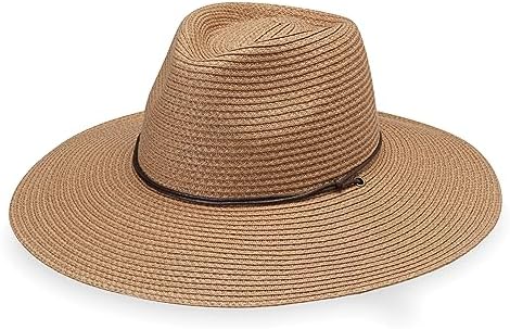 Wallaroo Hat Company Womens Sanibel Fedora UPF 50 UV Sun Hat, Wide Brim, Packable, Chin Strap, Adjustable, 2 Sizes