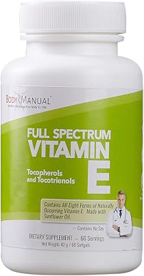 Full Spectrum Vitamin E | Contains All 4 Alpha, Beta, Gamma, Delta Tocopherols & Tocotrienols | Supports Hormones, Skin Elasticity, Immunity, Nervous & Muscular System 60 Softgels