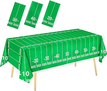 Oigco 3 Packs Party Football Tablecloth(54"x 108"), Football Theme Party Plastic Touchdown Table Cover for Birthday Party Decorations Tailgate Football Party